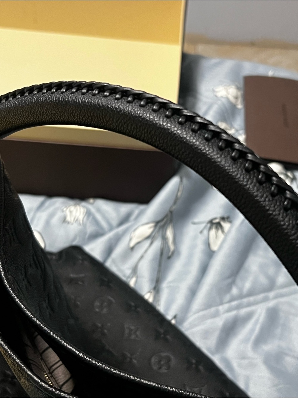 Louis Vuitton Black Monogram-Embossed Leather Shoulder Bag with Gold Hardware - Picture 15 of 16